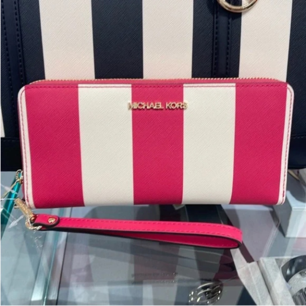 MICHAEL KORS JST Leather Continental Wristlet Phone Case Wallet NWT